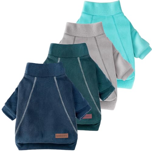 4 Pack Fleece Dog Sweater Clothes for Small Dogs Girls Boys Pullover Turtleneck Dog Sweatshirt Coat Winter Soft and Warm Pet Puppy Sweater Clothes for Cold Weather Spring Autumn Christmas (Blue+Grey+Navy+Dark Teal / XL)