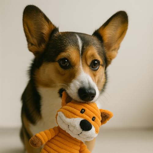 Plush Toys Assortment Value Bundle Puppy Pet Mutt Squeak Toy for Medium Large Dogs (Corduroy)