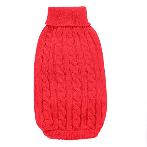 Dog Sweater Soft Warm Turtleneck Knitted Clothes for Small Medium Large Pet (Red / XX-Large)