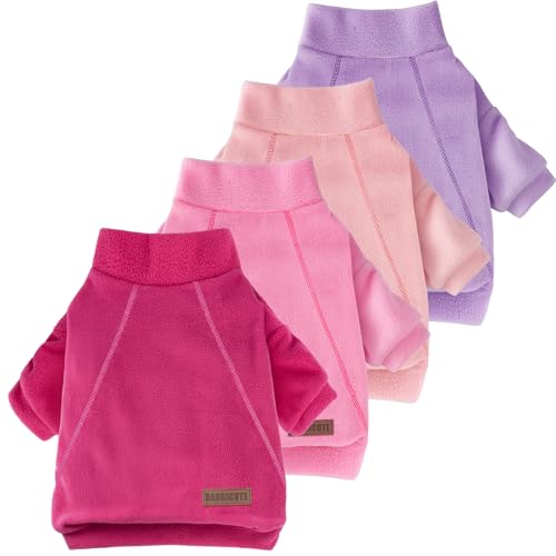 4 Pack Fleece Dog Sweater Clothes for Small Dogs Girls Boys Pullover Turtleneck Dog Sweatshirt Coat Winter Soft and Warm Pet Puppy Sweater Clothes for Cold Weather Spring Autumn Christmas (Purple+Rose+Light Pink+Peach / XL)
