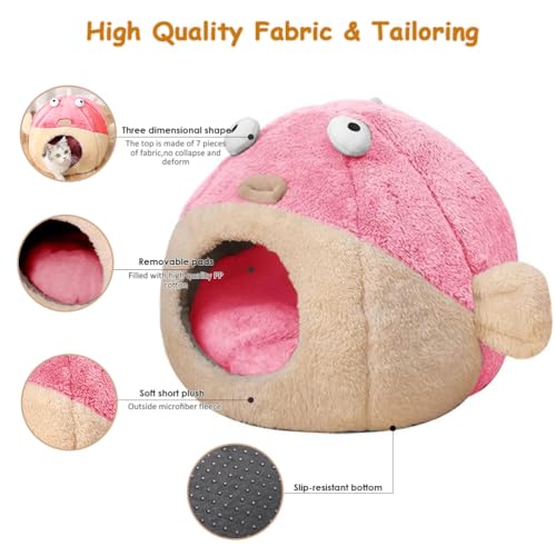 Cat Beds for Indoor Cats (M 14.6'' / pink)