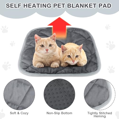 8 Pack Self Heating Cat Mat (Gray / 16 x 16 Inch)