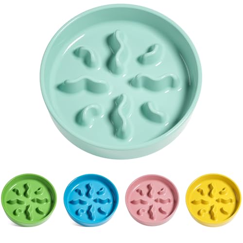 Ceramic Slow Feeder Dog Bowls Small Breed (Turquoise / S-0.5 Cups)