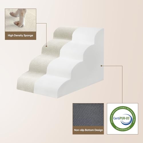 3 Step Pet Stairs for High Beds & Sofas (Beige / 3-step 15.7"H)