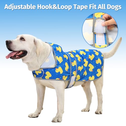 Dog Raincoat Waterproof Dog Rain Jacket with Hood (Blue Duck / XX-Large)