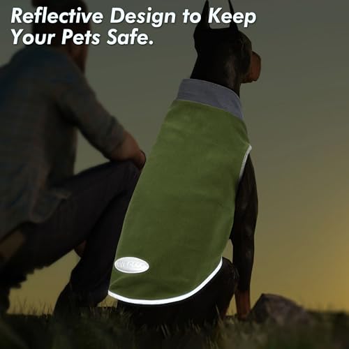 2 Pack Fleece Dog Sweater Pullover Lightweight Reflective Jacket (X-Large / Grass Green & Grey)