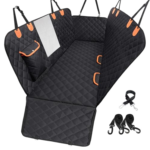Dog Car Seat Cover for Back Seat 600D Scratchproof Nonslip Durable Waterproof Cars Pet Backseat Covers with Mesh Window Dogs Hammock for Car (Back Seat Hammock / Standard)