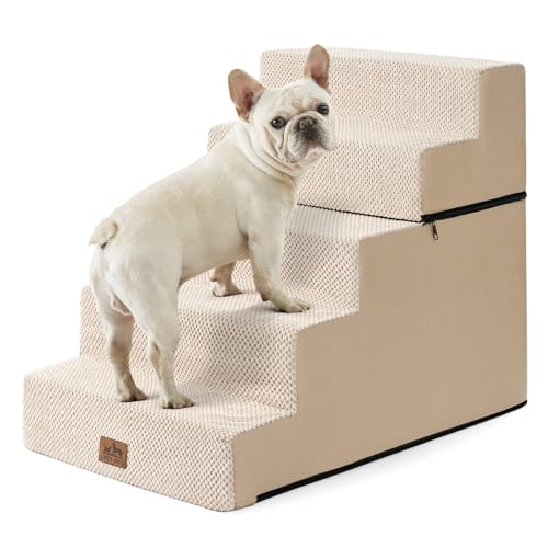 Dog Stairs for Small Dogs (Beige / 17.7x29.5x23.6 inch)