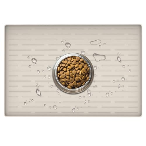 24" x 16" Dog Food Mat (Beige / 24"L x 16"W)