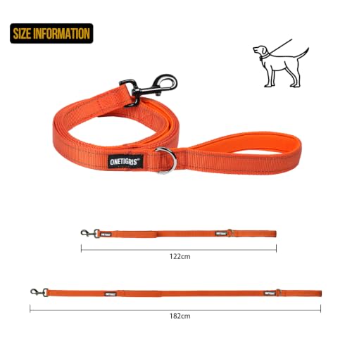 No Pull Dog Leash with Handle for Medium Large Dogs (Orange / 6FT)