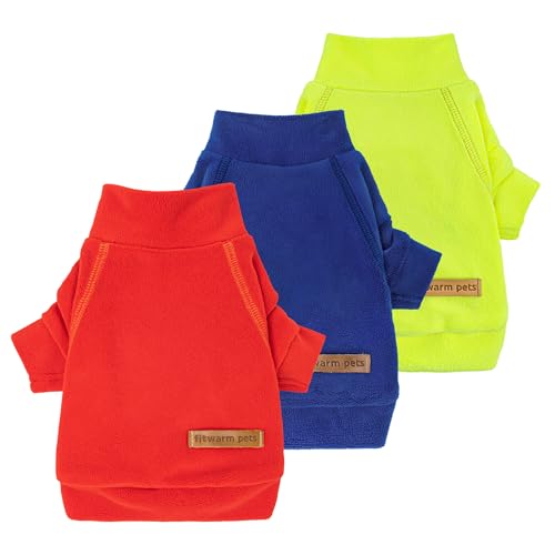 3 Pack Classic Fleece Dog Sweater (X-Small / Red-Blue-Yellow)