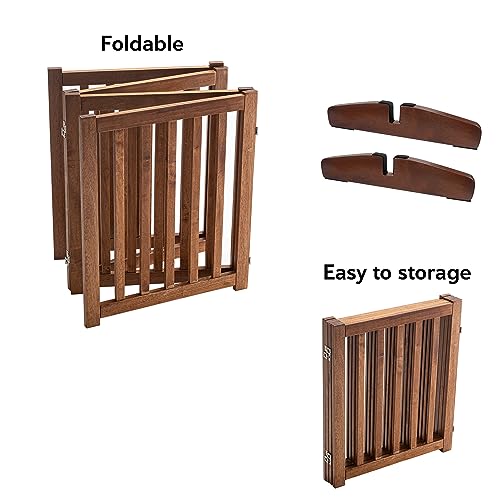 Wooden Free Standing Dog Gate 80" W x 30" H (Brown Oak / 80"W x 30"H)