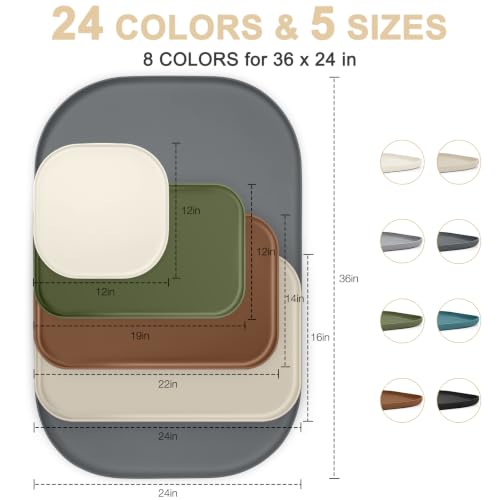Waterproof Silicone Pet Food Mat with Raised Edge for Dog & Cat (Beige / 36"L x 24"W)