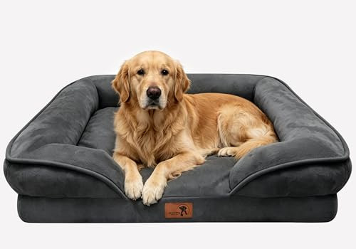 Orthopedic Dog Bed with Sides (42.0"L x 32.0"W x 6.5"Th / Dark Grey)