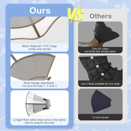 Dog Cone to Stop Licking (XXL (Neck: 21.3-24.0") / Grey)