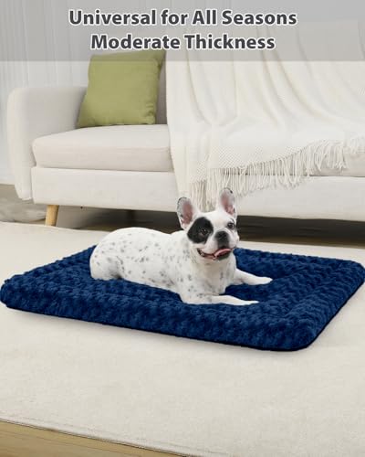 Washable Dog Bed Mat Large Size Fluffy Pet Crate Pad 48x30 XXL (Blue / 48.00" x 30.00" x 1.50")