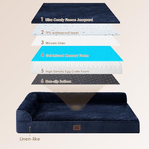 XL Dog Bed Memory Foam for Crate (Navy Blue / 41.0"L x 27.0"W x 6.5"Th)