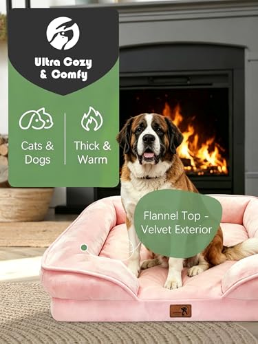Orthopedic Dog Bed with Sides (53.0"L x 42.0"W x 8.0"Th / Pink)