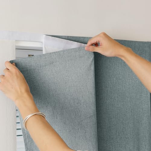 100% Blackout Self Adhesive Curtains (52"W x 60"L (Pack of 1) / Light Grey)
