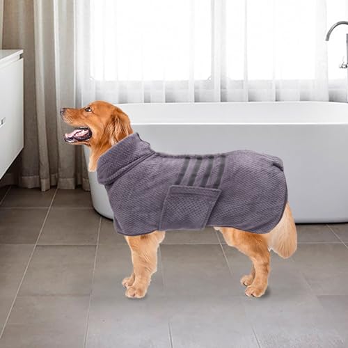 Dog Bathrobe Towel Dog Drying Coat (Medium / Gray(Pineapple grid))