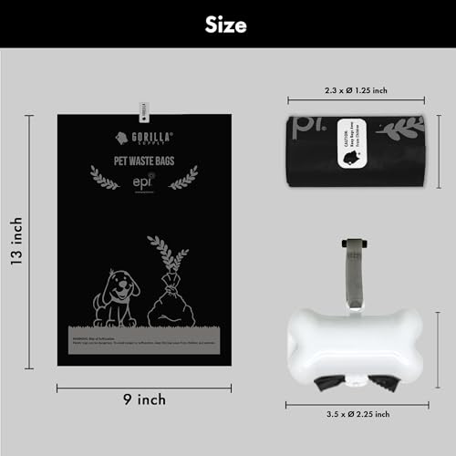 Dog Poop Waste Bags with Dispenser and Leash Tie (Black / 1 Count (Pack of 1000))