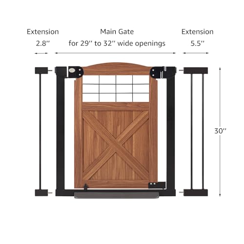 Farmhouse Barn Door Dog Gate (Walnut / 30" Tall)