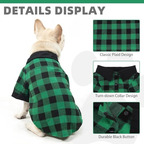 Dog Shirt Christmas Green Plaid Pet Shirts (X-Large / Green)