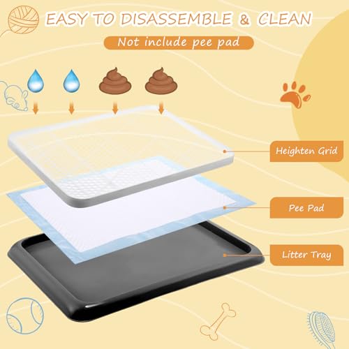 Dog Pee Pad Holder Potty Tray Portable Dog Litter Box Toilet Training for Indoor Outdoor Small Medium Large Pet Puppy (Black / 19.69 x 14.17 Inches)