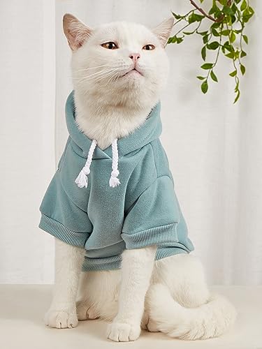 Basic Dog Hoodie Sweatshirt Puppy Sweater Warm Cat Costumes Pet Clothes for Chihuahua Puppy Kitten Small Medium Dogs Grey and Cadet Blue X (X-Small / Grey and Cadet Blue)