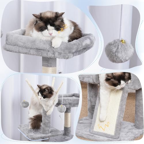 Cat Tree Tower with Removable Toys (41.3 Inches / Light Gray)