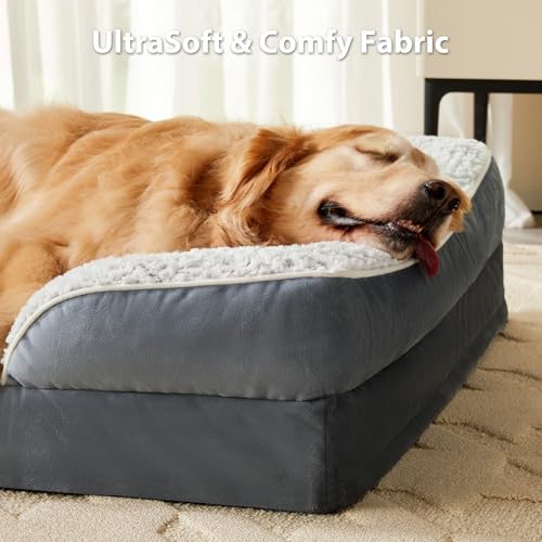 Orthopedic Dog Bed for Medium Dogs (Deep Grey / 28"L x 23"W x 6.5"Th)