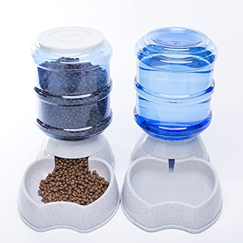 Pet Feeder and Water Food Dispenser Automatic Water Bowl for Dogs Cats (Waterer + Feeder)