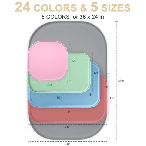 Waterproof Silicone Pet Food Mat with Raised Edge for Dog & Cat (Red / 19"L x 12"W)