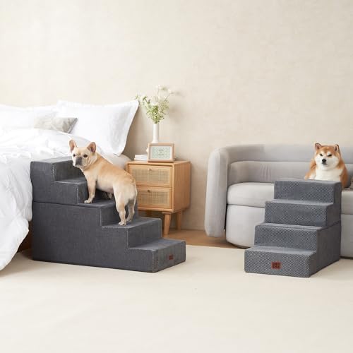 Dog Stairs for Bed 22.5" H (Grey / Extra Wide 17.7" x 35" x 22.5")