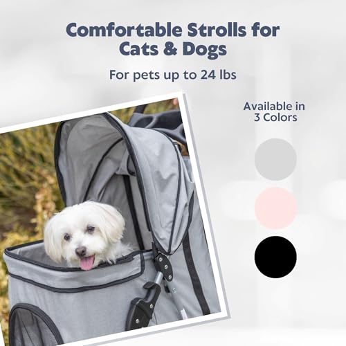 Pet Stroller for Small Dogs & Cats (Gray)