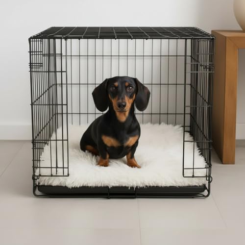 Faux Fur Orthopedic Rectangular Dog Bed (White / Small)