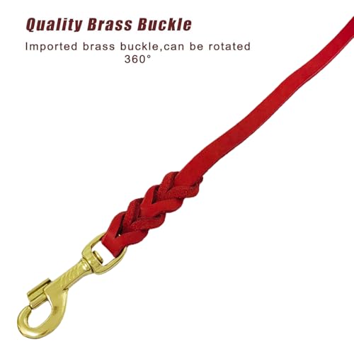 Leather Dog Leash 8ftx1 (8ft x 1/2'' / Red)