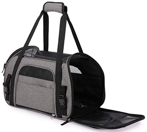 Soft Sided Pet Carrier for Cats & Small Dogs (19.0"L x 10.0"W x 13.0"H / Charcoal Gray)