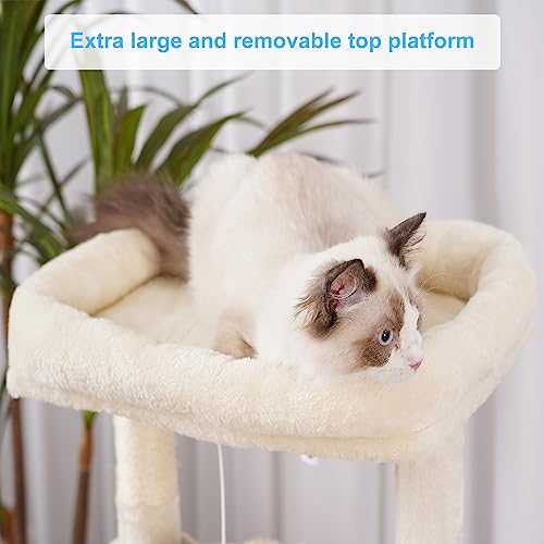 Cat Tree Tower with Large Bed (35.4 inch / Beige)