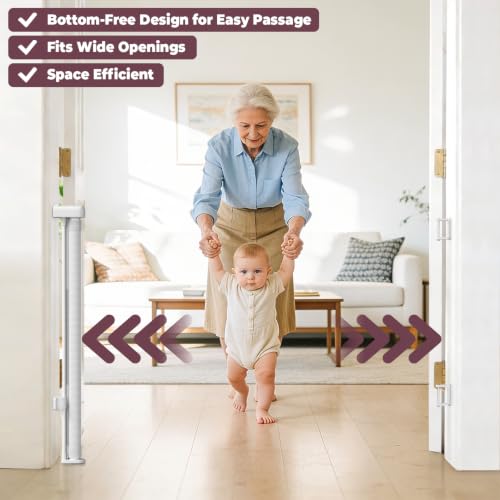 Retractable Baby Gates for Doorway (White / 34" Tall x 58" Wide)