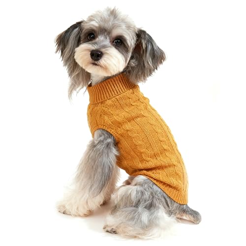 Dog Sweater Soft Warm Turtleneck Knitted Clothes for Small Medium Large Pet (Camel / XXX-Large)