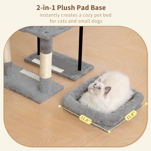 Cat Tree 45.3" Cat Tower for Indoor Cats with Large Perch HCT202SW (45.3 inch / Light Gray)