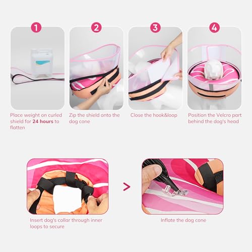Raised Inflatable Dog Cone After Surgery (DonutPink / L(Neck 12"-16"))