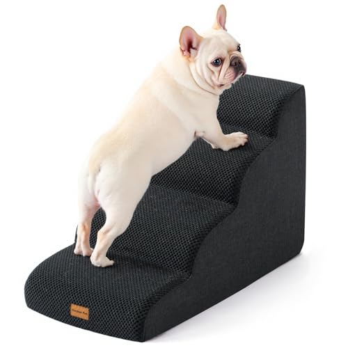 Dog Stairs for Small Dogs 19.7" H (Black / Curved 15.7"x28"x19.7")