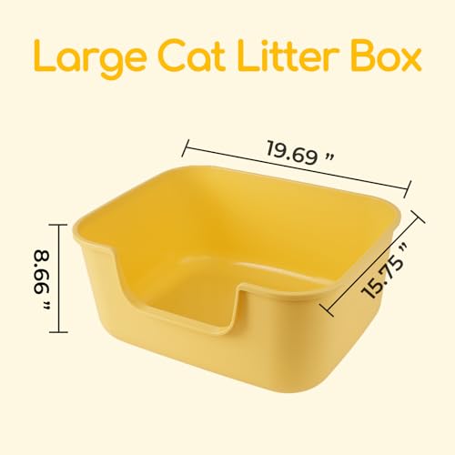 Large Cat Litter Box with High Sides (Long Side Entry-Grey)