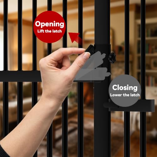 51" 87" Extra Tall Cat Gate for Doorways (Black / 51"-87" High)