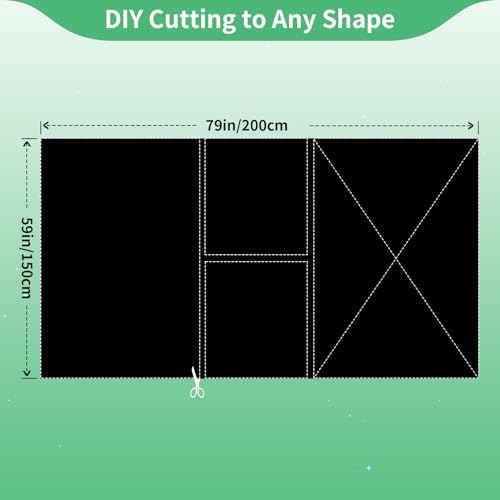 100% Blackout Blind Curtains Window Cove[ 79"x 59"] [DIY Cut to Any Size or Shape] [Hook & Loop Tabs][ Portable Bags for Travel ] [Light & UV Blocking ] for House (Black and Silver-grey / 59"W x 79"H)