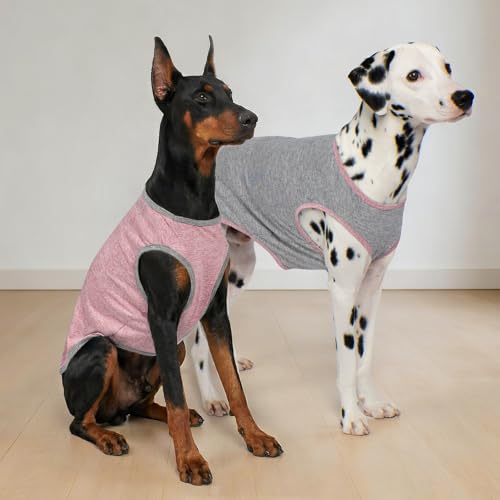 2Pack Dog Shirt for Medium Dogs Sun Protection Tank Top for Summer (XX-Large (40-55lbs) / 4# 2Pack (Pink+Grey))