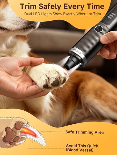Dog Nail Grinder Whisper Quiet & Safe for Sensitive Dogs and Cats (Black)