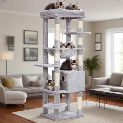 Cat Tree for Large Cats (Light Gray / 60 inch)